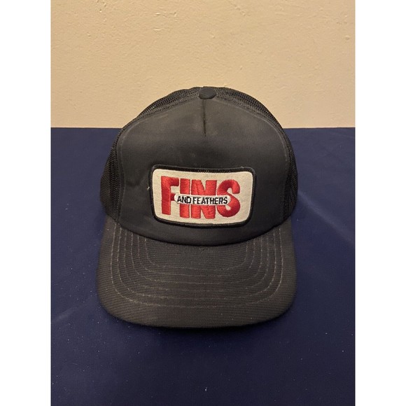 Fins and Feathers Other - Fins and Feathers Trucker Mesh Back Hat Snap Cap Embroidery Black Hunting